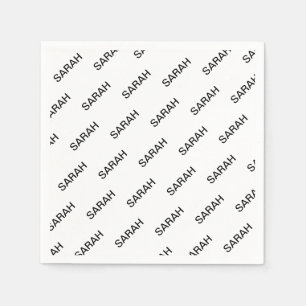 Customisable Repeating Text Modern White & Black Napkin