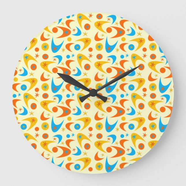 Customisable Retro Bommerangs Large Clock (Front)