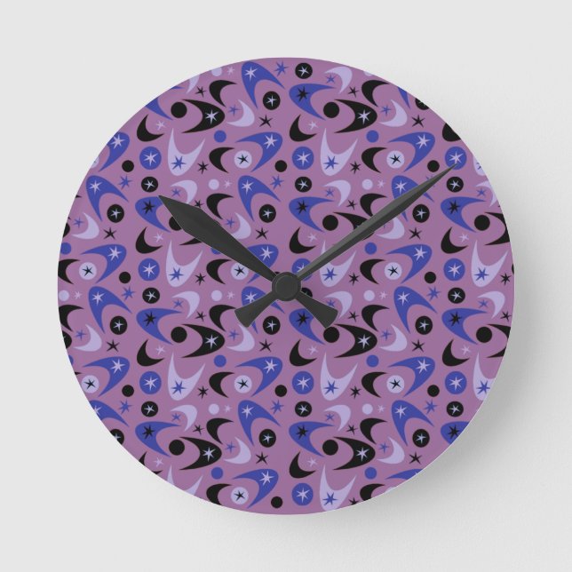 Customisable Retro Bommerangs Round Clock (Front)