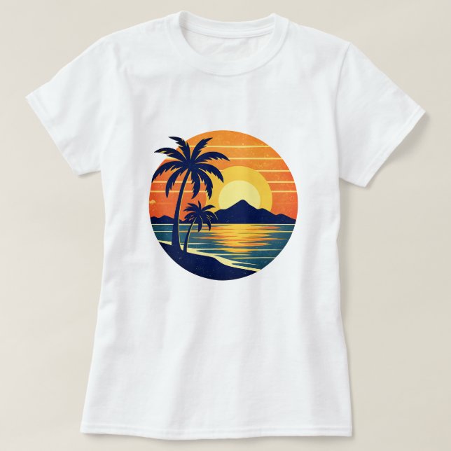 Customisable retro bright tropical scenery T-Shirt (Design Front)