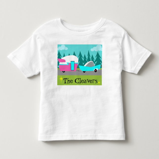 Customisable Retro Camper / Trailer & Car T-Shirt (Front)