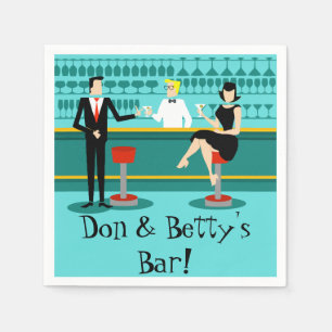Customisable Retro Cocktail Lounge Paper Napkins