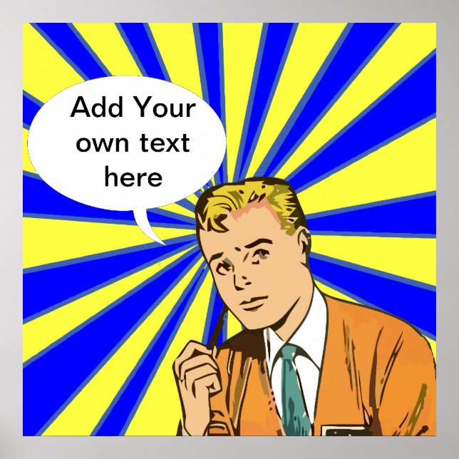 Customisable retro comic style design Large poster (Front)