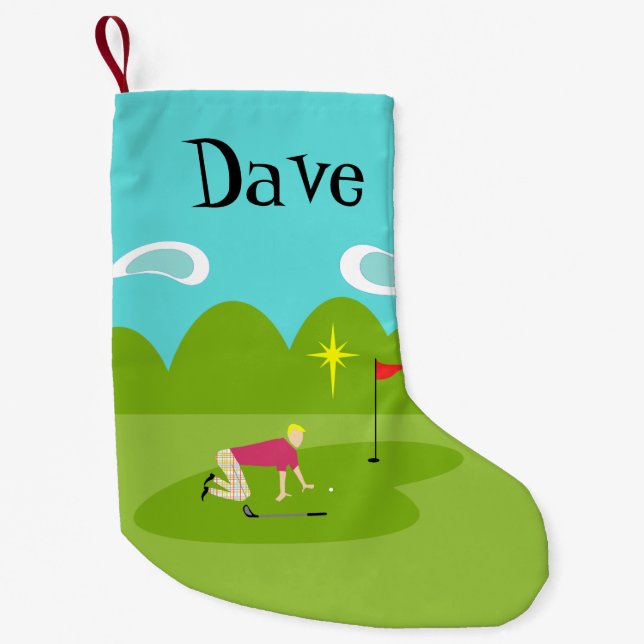 Customisable Retro Golfer Christmas Stocking (Front)