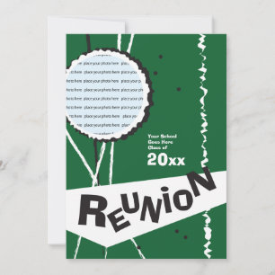 Customisable Retro Green Class Reunion Invitation