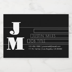 Customisable Retro-modern Black & White Monogram Food Label