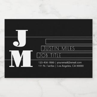 Customisable Retro-modern Black & White Monogram Food Label