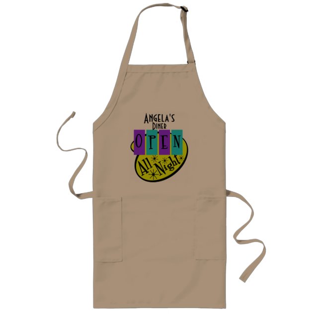 Customisable Retro Open All Night Diner Apron (Front)