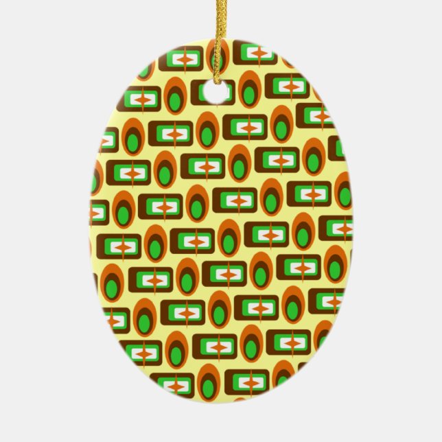 Customisable Retro Shapes Ceramic Tree Decoration (Front)