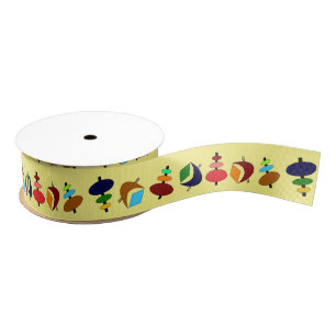 Customisable Retro Shapes Grosgrain Ribbon