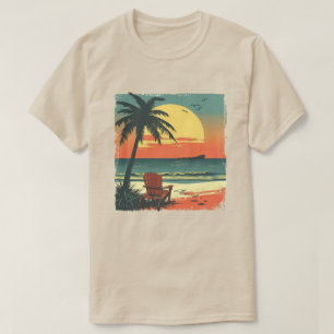 Customisable retro tropical palm tree sunset T-Shirt