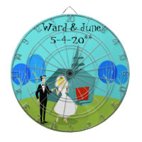 Customisable Retro Wedding Couple Dart Board