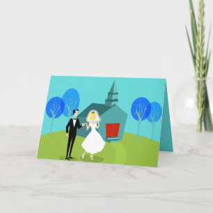 Customisable Retro Wedding Couple Greeting Card