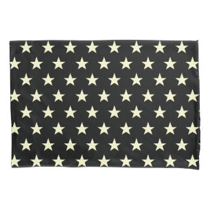 Customisable Reversible Black and Cream Star Pillowcase