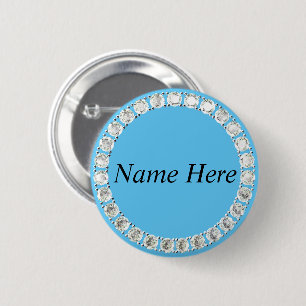 Customisable rhinestones light blue button