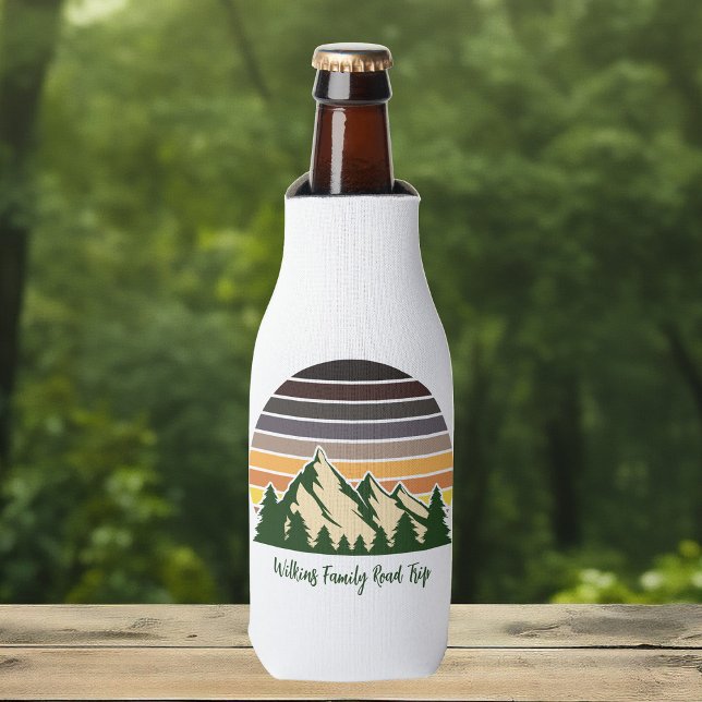 Customisable Road Trip Green Forest Nature Bottle Cooler (Creator Uploaded)