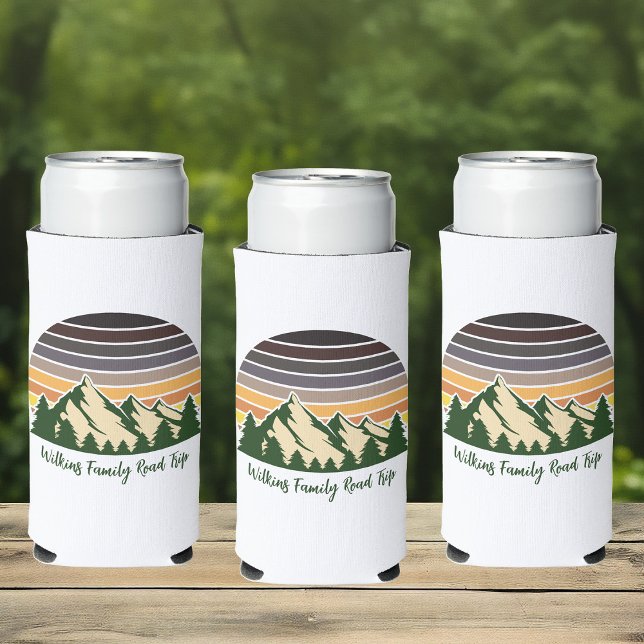 Customisable Road Trip Green Forest Nature Seltzer Can Cooler (Creator Uploaded)