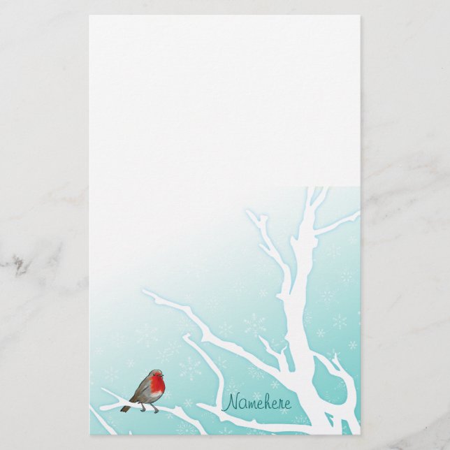 Customisable: Robin in a tree Stationery (Front)