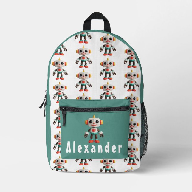 Customisable Robot Kids Printed Backpack (Front)