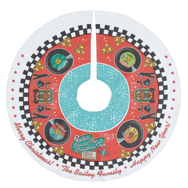 Customisable Rockin' Around Christmas Brushed Polyester Tree Skirt (Front)