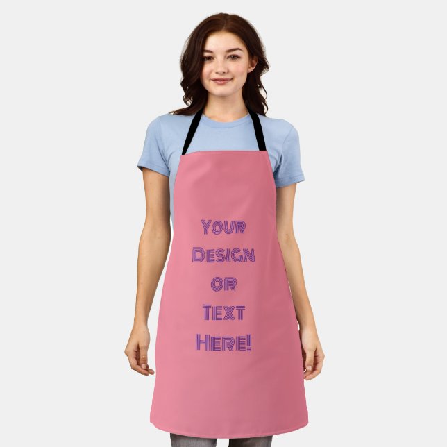 Customisable Rose Pink All-Over Print Apron (Worn)