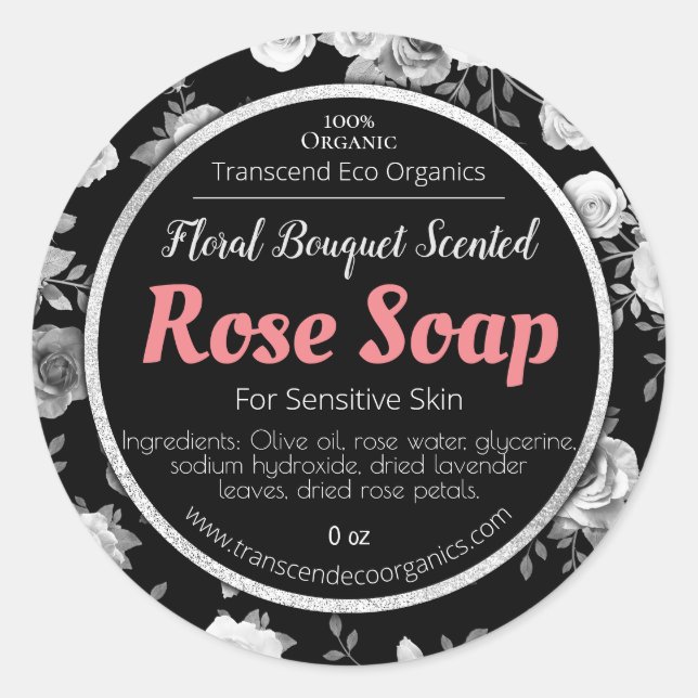 Customisable Rose Soap Label Handmade Business (Front)