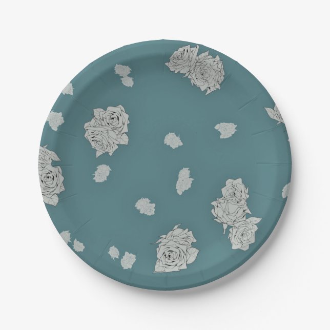 Customisable Roses Paper Plate (Front)