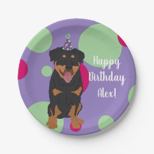 Customisable Rottweiler Birthday Paper Plate