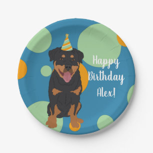 Customisable Rottweiler Birthday Paper Plate