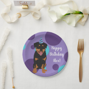 Customisable Rottweiler Birthday Paper Plate
