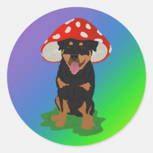 Customisable Rottweiler Mushroom Spring  Classic Round Sticker