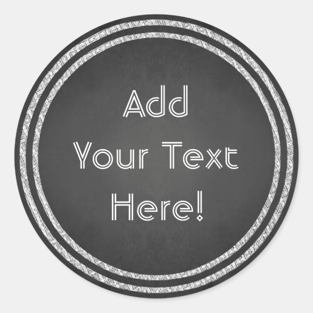 Customisable Round Faux Chalkboard Design Stickers (Front)