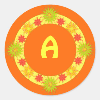 Customisable Round Stickers with Yellow Flowers