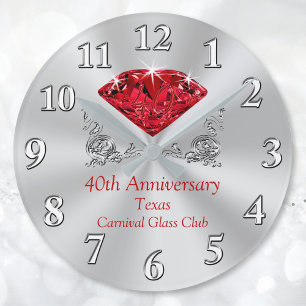 Customisable Ruby 40th Anniversary Clock
