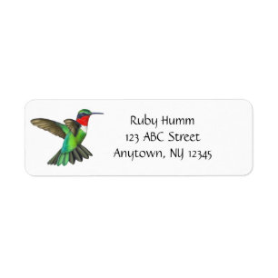 Customisable Ruby Throated Hummingbird Avery Label