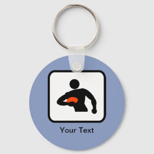 Customisable Rugby Player Logo Key Ring