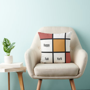 Customisable Rust Gold Mondrian Style Cushion