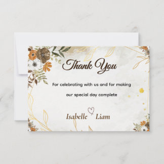 Customisable Rustic Boho Fall Thank You Card