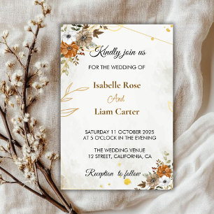 Customisable Rustic Boho Fall  Wedding Invitation 