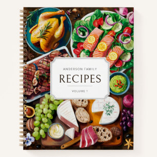 Customisable Rustic Classic Family Recipes Notebook