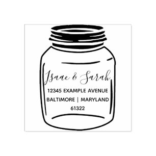 Customisable Rustic Mason Jar Return Address Rubber Stamp