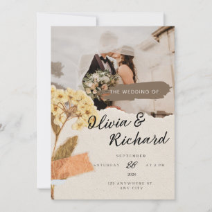 Customisable Rustic Photo Wedding Invitation