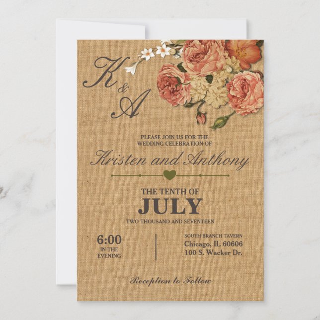 Customisable Rustic Wedding Invitations (Front)