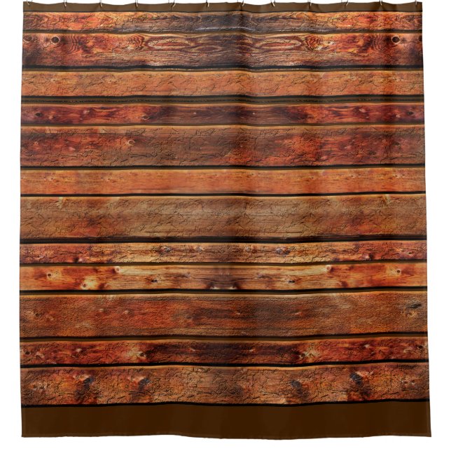 Customisable Rustic Wood Look Shower Curtain (Front)