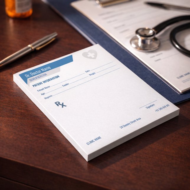 Customisable RX Pad for Doctors - Prescription Pad (Custom Prescription Notepad | Editable Professional RX Pad)