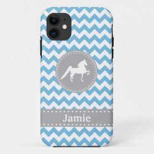 Customisable Saddlebred Blue Chevron iPhone 5 Case