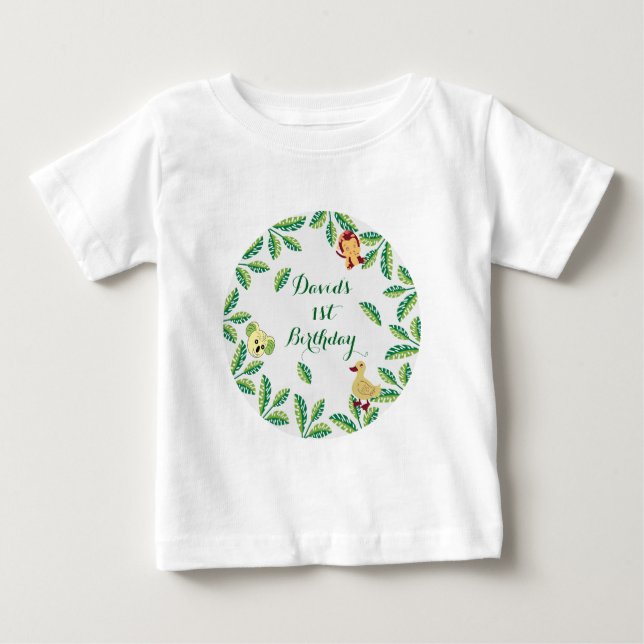 Customisable Safari Birthday party Baby T-Shirt (Front)