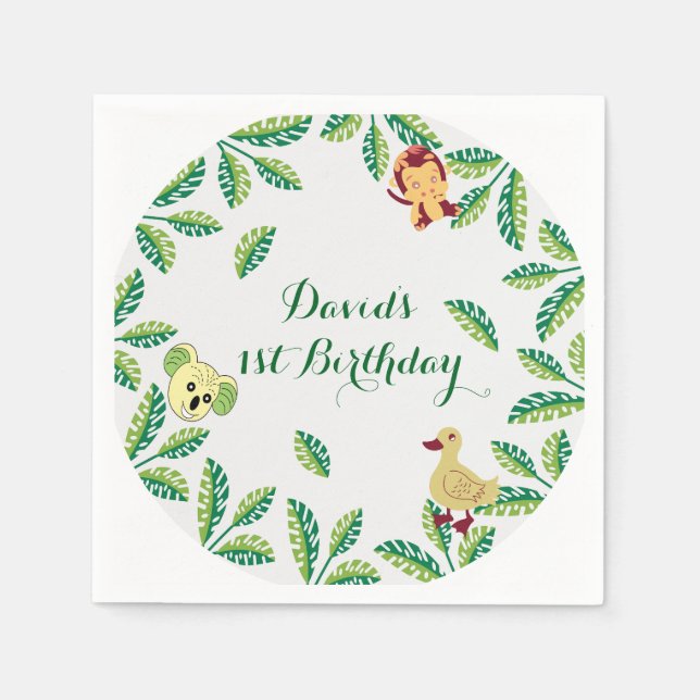 Customisable Safari Birthday party Napkin (Front)