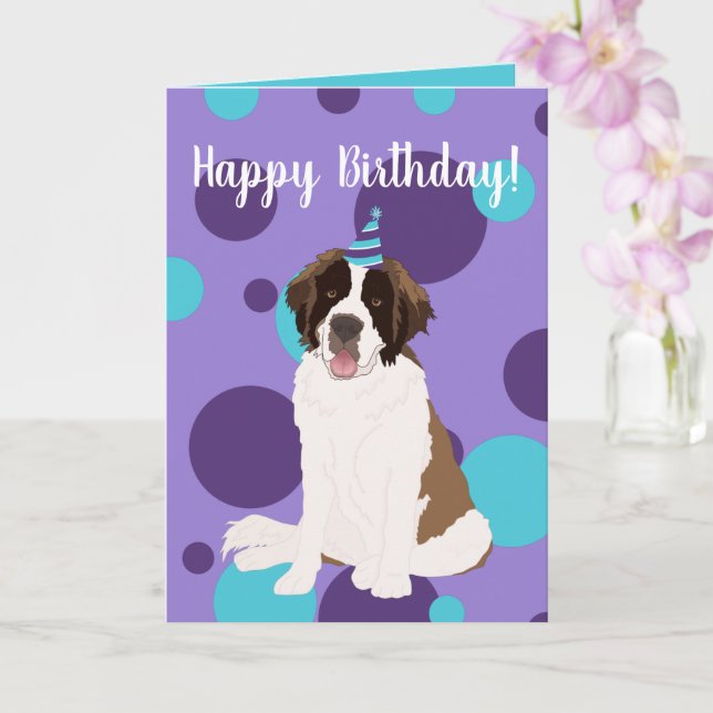Customisable Saint Bernard  Card (Orchid)
