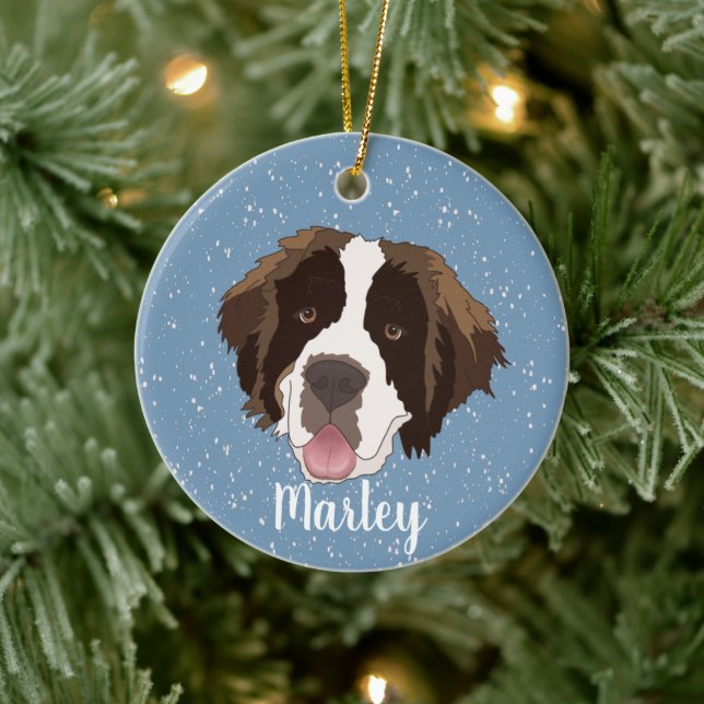 Customisable Saint Bernard Christmas Ceramic Tree Decoration (Tree)